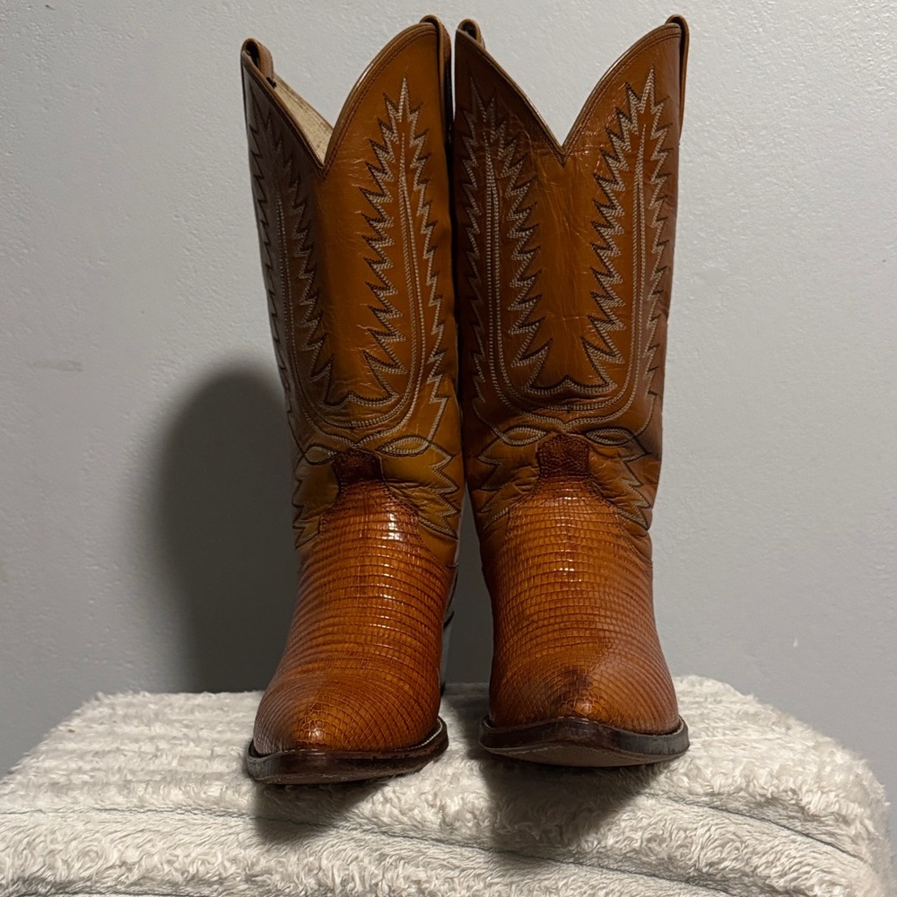 Real lizard Dan Post Brown Western Boots